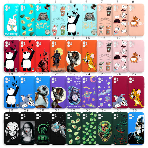 Задняя накладка SILICONE WS для iPhone 12 с принтами (МИКС)