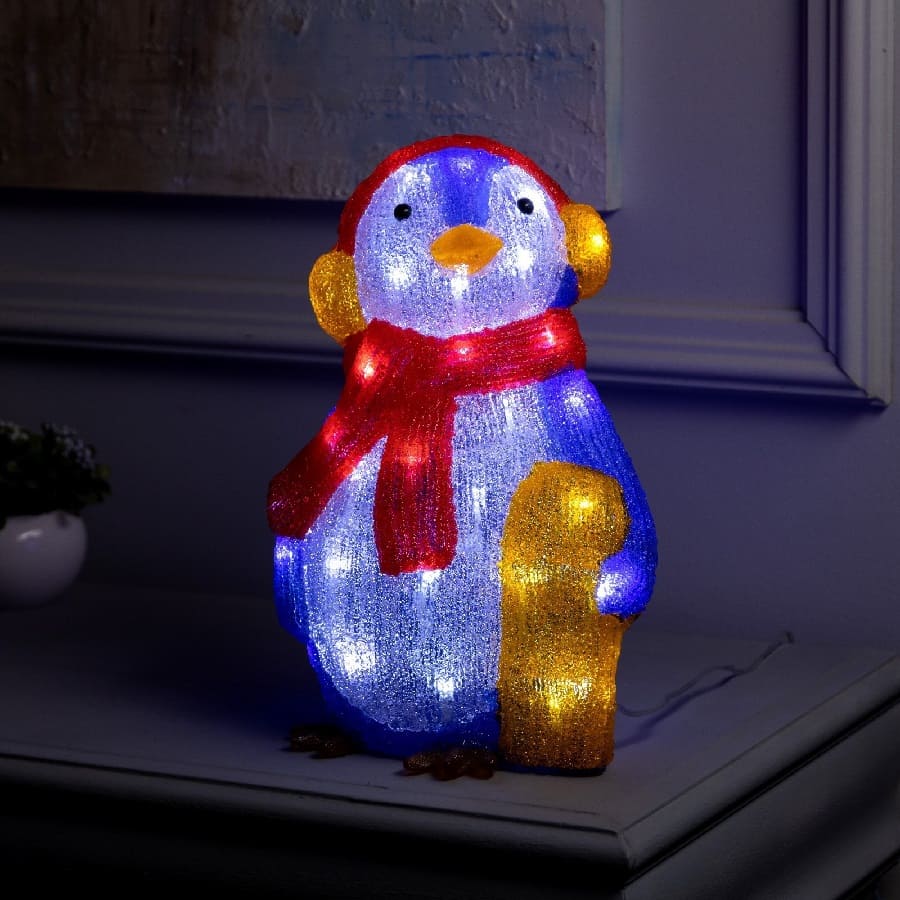 Светодиодная фигура «Пингвин» 23 × 31 × 16 см, акрил, 50 LED, 220 В, свечение белое 9603989
