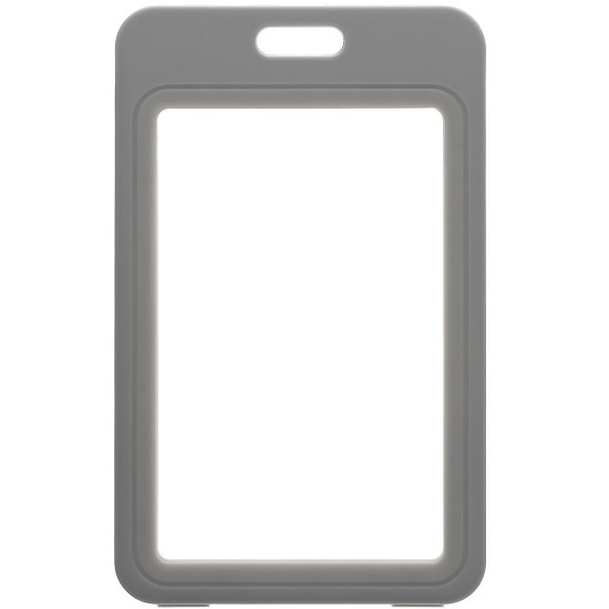 Бейдж вертикальный Calligrata, без держателя, внешний размер 110×70 мм, внутренний размер 85×54 мм, пластик, софтач, серый