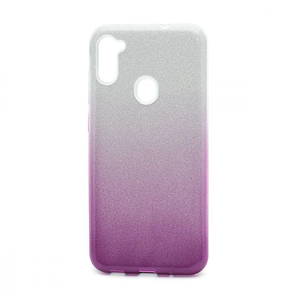 Силиконовый чехол FASHION для Samsung Galaxy A11/M11 серебристо-фиолетовый, с блестками