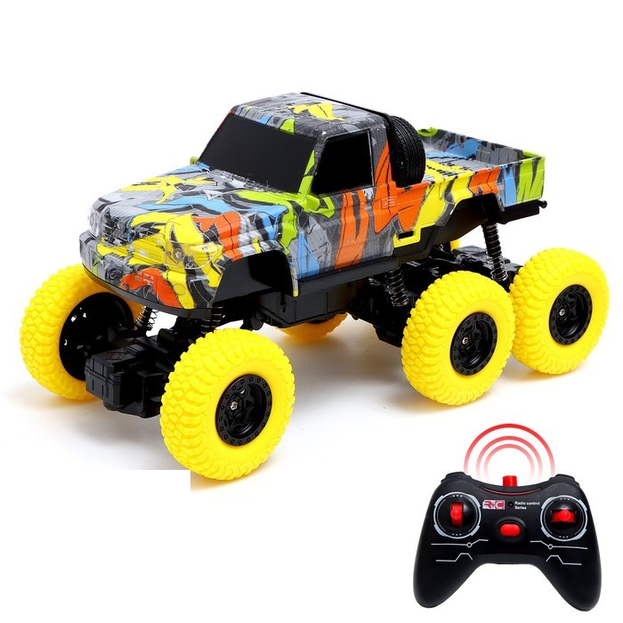 Машинка на пульте управления «Джип. Граффити», 1:16, работает от акк, жёлтый 7695419