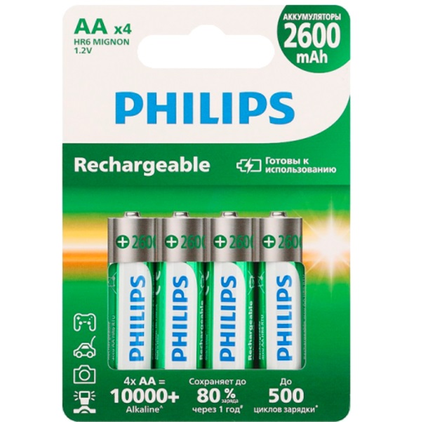 Аккумулятор Philips R06 2600mAh, BL-4, предзаряженный RTU (4/48/192)