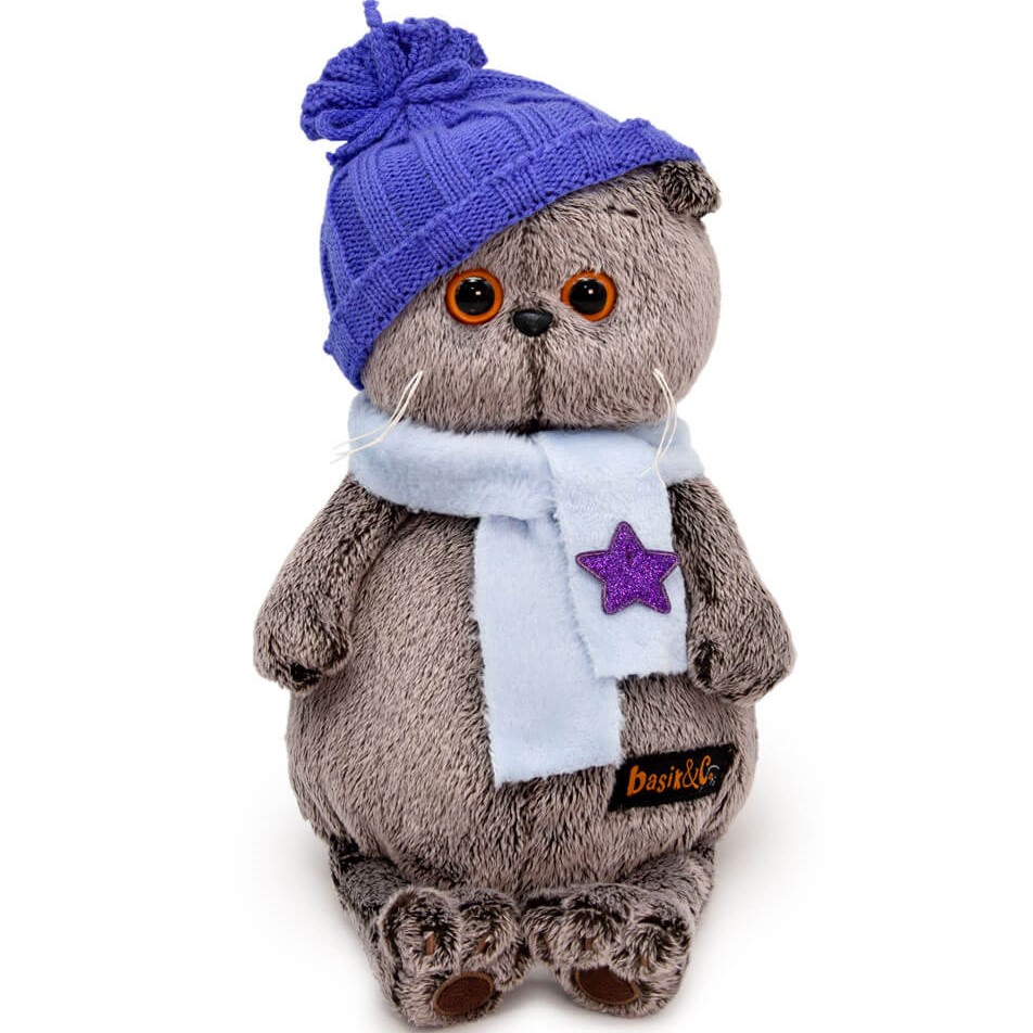 Мягкая игрушка Басик в шапке и шарфе со звездочкой , 30см (Ks30-195)