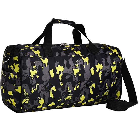 Сумка дорожная на молнии, наружный карман, длинный ремень, цвет жёлтый/чёрный