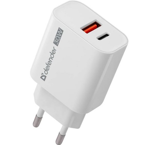 Сетевое ЗУ 1USB/1Type-C DEFENDER UPA-130  белый
