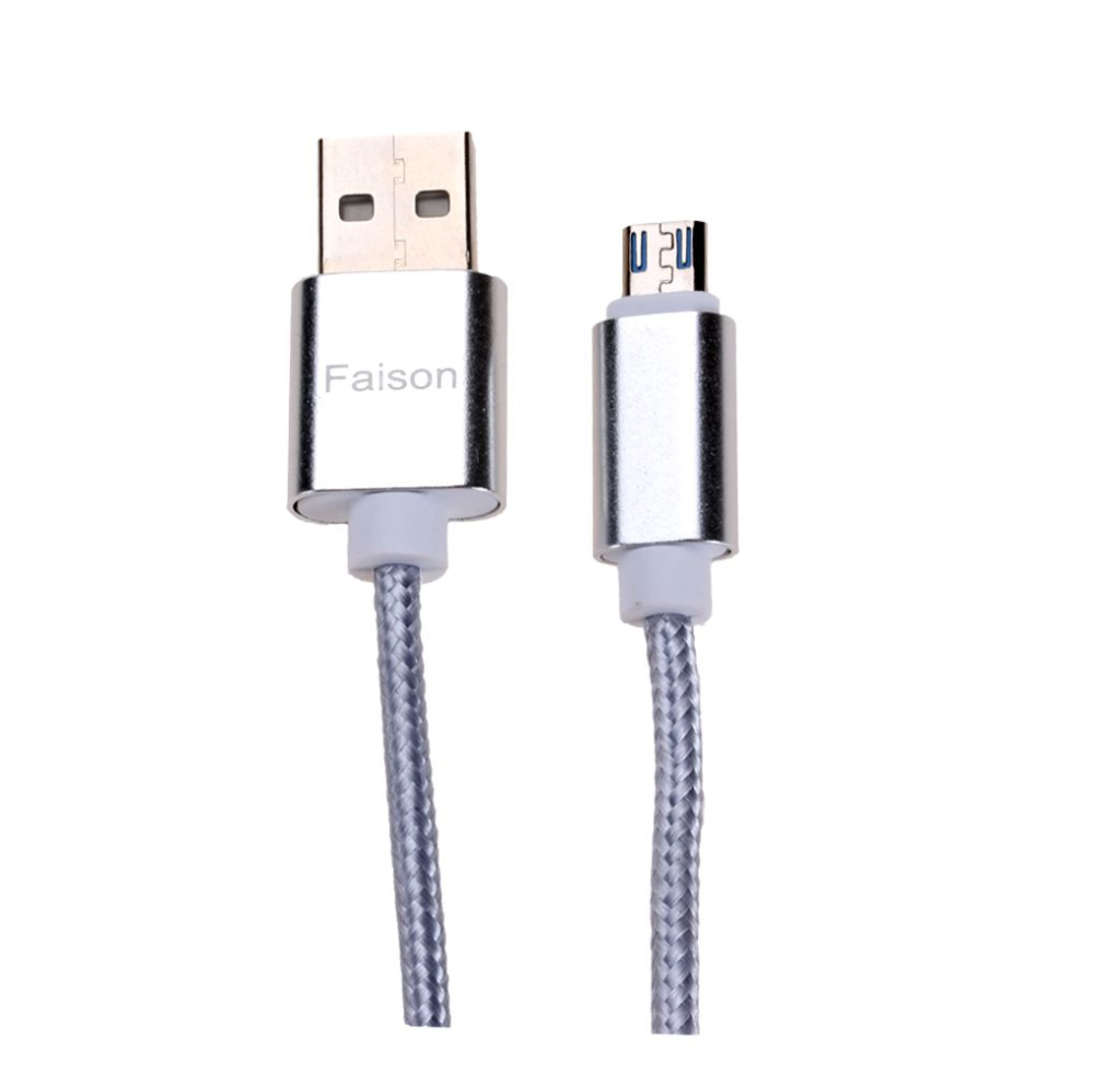 Кабель USB <--> microUSB  1.0м FAISON FX2 LINE в переплете, серебряный