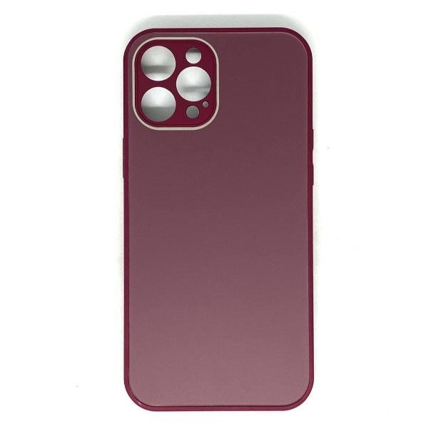 Задняя накладка AKSS для iPhone 12 Pro Max (6.7), бордовый, "бархатное стекло"
