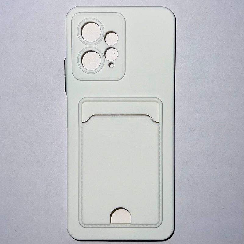 Силиконовый чехол BUTTON для Xiaomi Redmi NOTE 12 _4G (2023) белый , с карманом для пластик карт