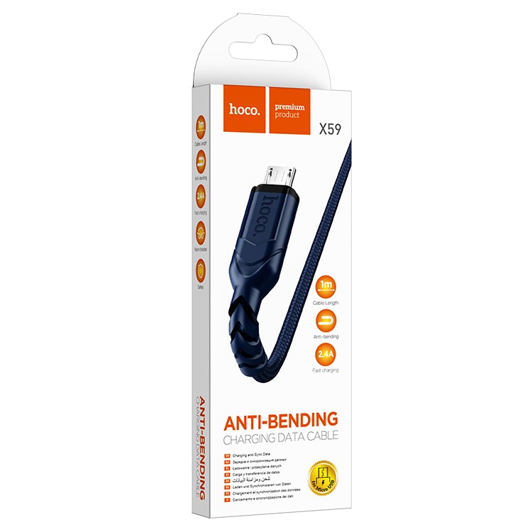 Кабель USB <--> microUSB  1.0м HOCO X59 Victory синий