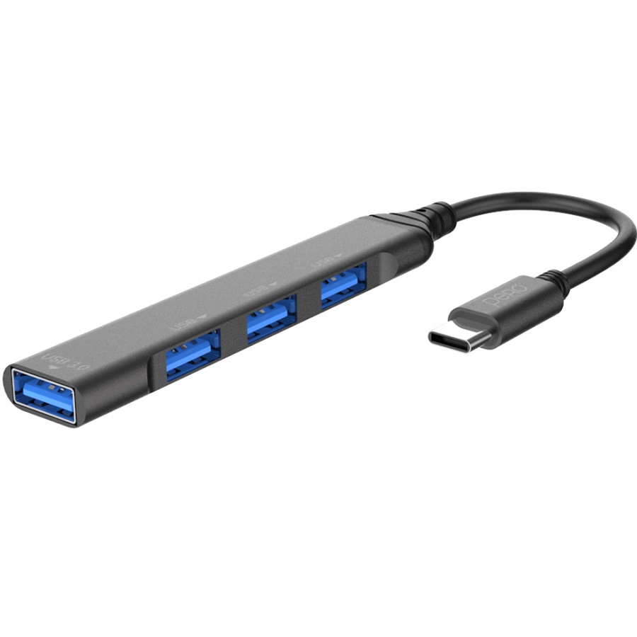 USB Type-C-Хаб PERO MH02, USB-С TO USB 3.0+USB 2.0+USB 2.0+USB 2.0, серый