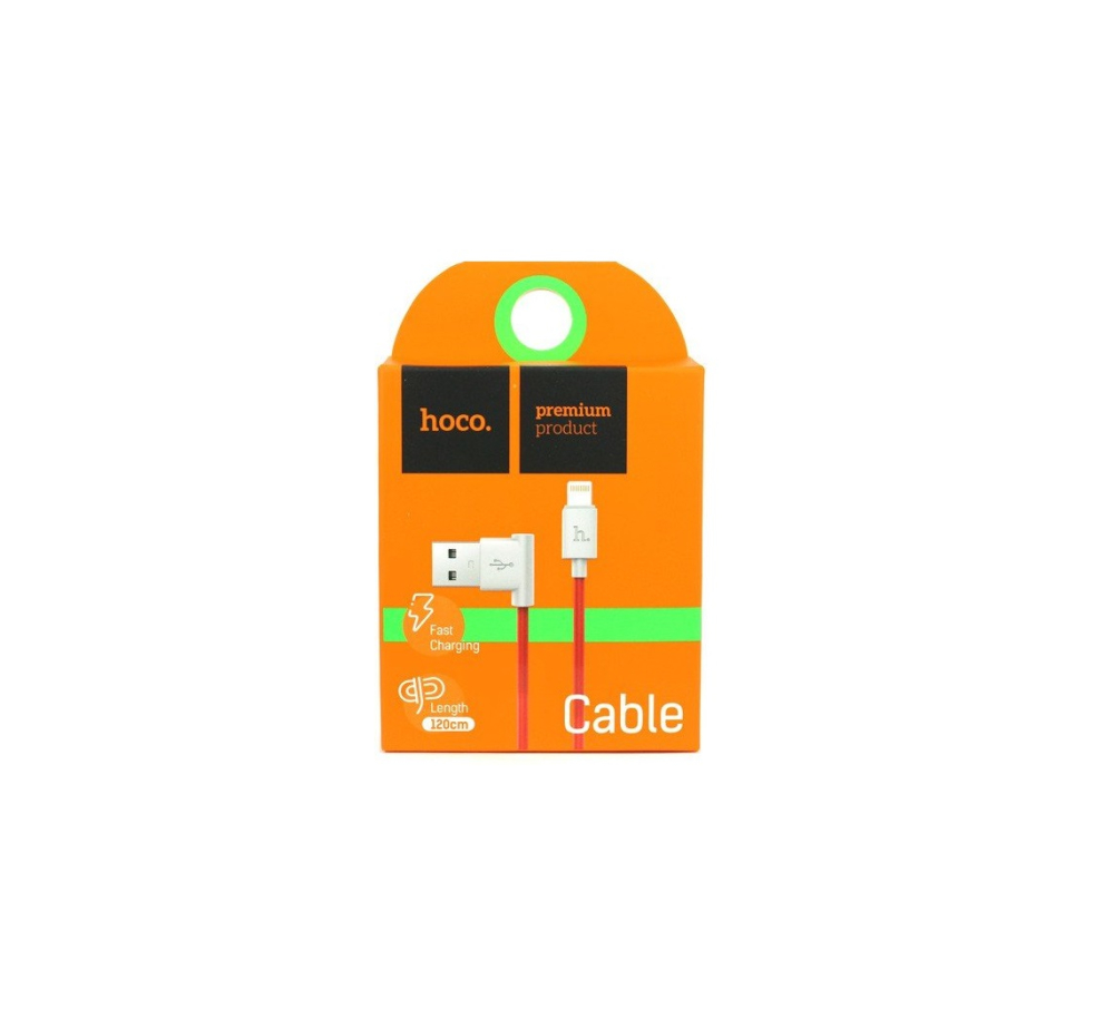 Кабель USB <--> Lightning  1.2м HOCO UPL11 L-образный дизайн красный