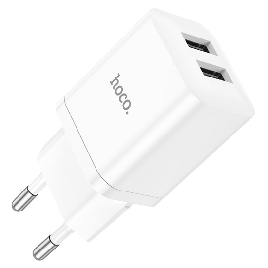 Сетевое ЗУ 2USB 2.1A HOCO N25, Maker, белый, Lightning