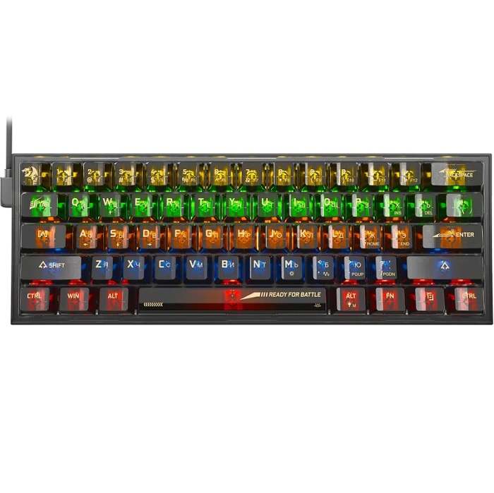 Клавиатура REDRAGON Fizz RU,RGB,прозрачный черный (71737)
