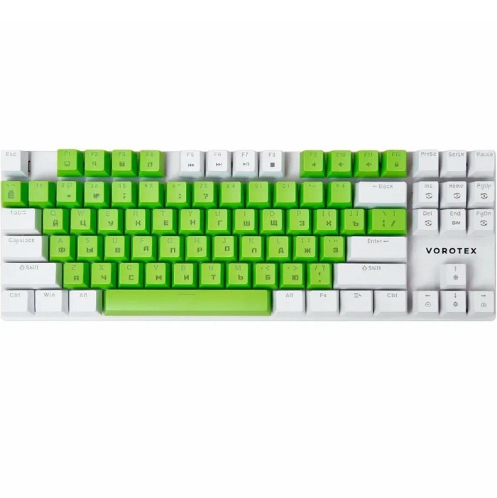 Клавиатура VOROTEX K87S Blue Switch, Зелёный,белый