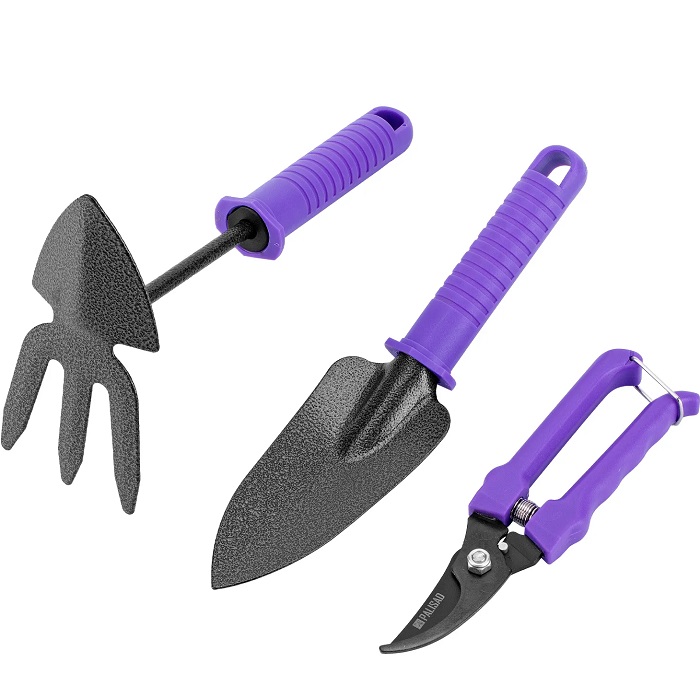 Набор садового инструмента с секатором, пластиковые рукоятки, 3 предмета, STANDARD// Palisad 629048