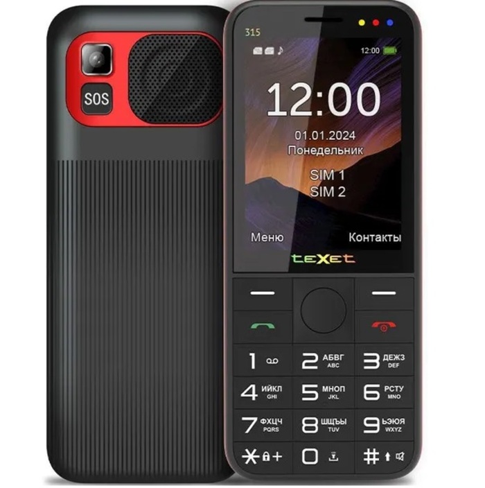 Телефон TEXET TM-315 черный-красный