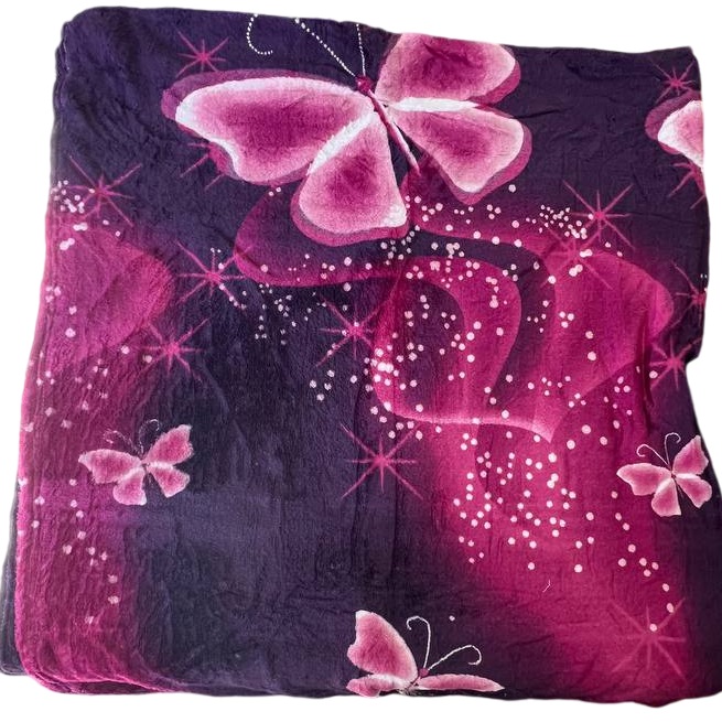 Плед 180*200 бамбуковый "Бабочки" фиолетовый