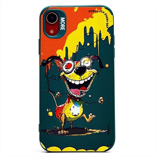 Задняя накладка SC335 для iPhone XR  (собака) (dark green)