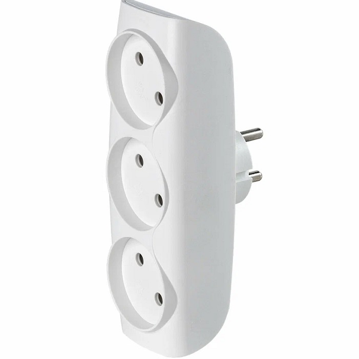 Тройник 3 гн. SMARTBUY SBE-10-A04w-3, белый, 10А