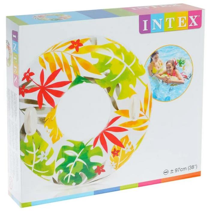 Круг для плавания INTEX Узоры, с ручками, d=97 см, от 9 лет, цвета МИКС, 58263NP