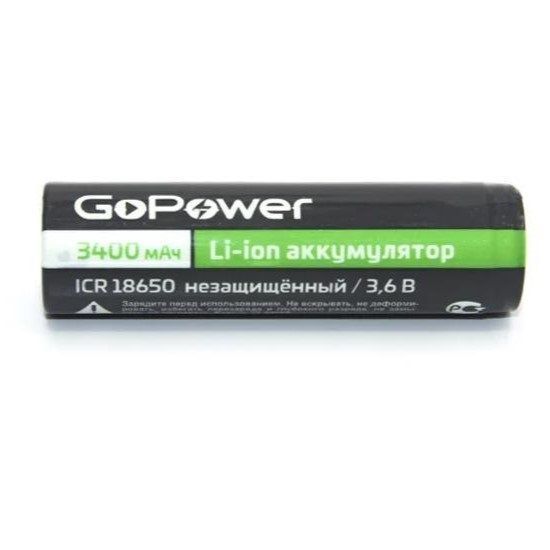 Аккумулятор GoPower 18650 3400mAh с защитой BL-1 (Pan. NCR18650B) (1/155)