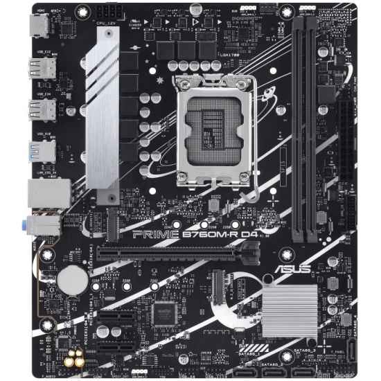 Материнская плата ASUS PRIME B760M-R D4, LGA 1700, Intel B760, 2xDDR4, 4xSATA, 2xM.2, 1xPCIe 4.0 x16, 1xPCIe x1, 1xHDMI, 1x 2.5Gb LAN, 4xUSB-A 2.0, 4x