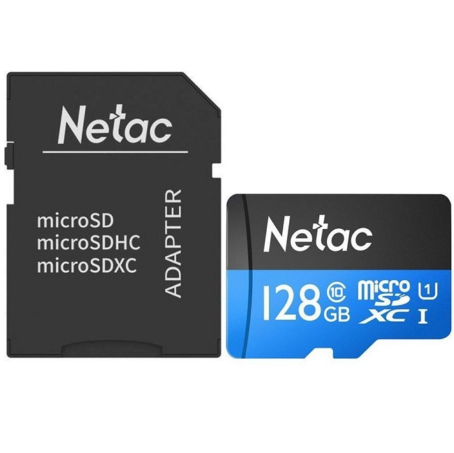 Micro SD 128Gb NETAC P500 (NT02P500STN-128G-R) Class 10 UHS-I U1 Standart + адаптер SD