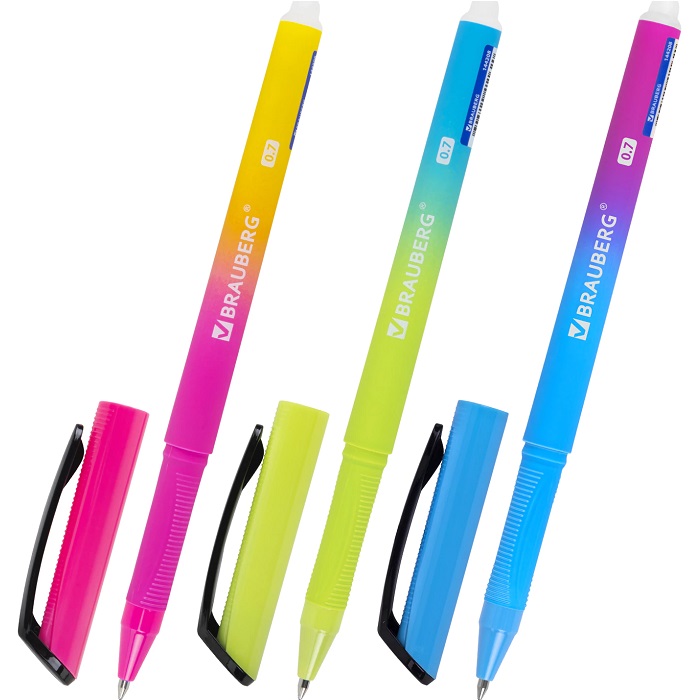 Ручка стираемая гелевая BRAUBERG GRADE, СИНЯЯ, soft-touch, узел 0,7мм, линия 0,5мм, 144208
