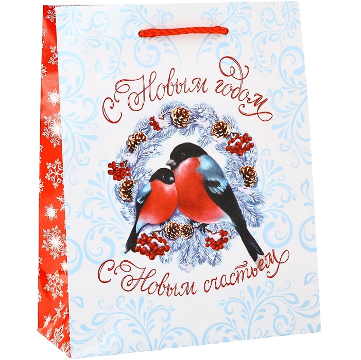 Пакет «С Новым годом», снегири, MS 18 х 23 х 8 см 10365451