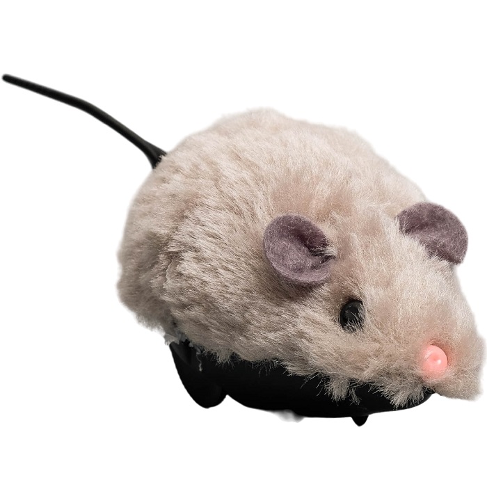 Мышь заводная меховая малая, 8,5 см, серая 3557470