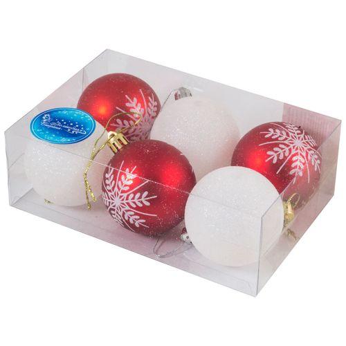 Набор шаров 6 см, 6 шт, красный+белый SYCB17-020 арт.003424