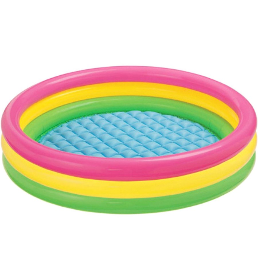 Бассейн надувной детский 86х25см INTEX "Радуга" с надувным дном, 56л, 1-3 лет (58924)
