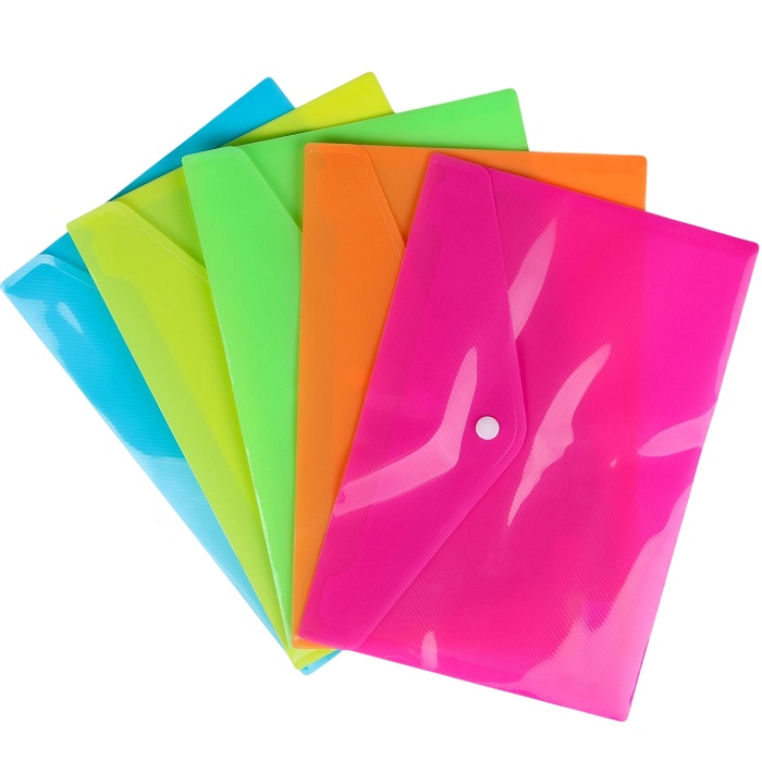 Папка-конверт на кнопке, А5, 180 мкм, рифлёная, МИКС 2923606