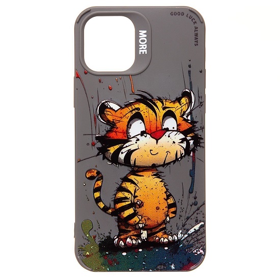 Задняя накладка SC335 для iPhone 12/12 Pro  (тигр) (gray)