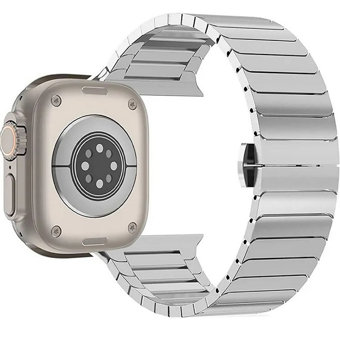 Металлический ремешок ApW34 для Apple Watch 42/44/45/49 mm (silver) блочный на застежке