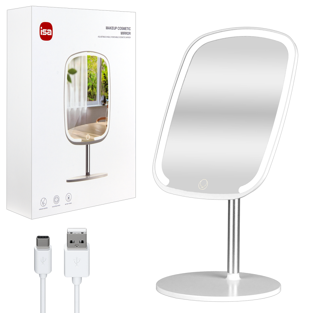Зеркало для макияжа с подсветкой ML-05 ISA белое