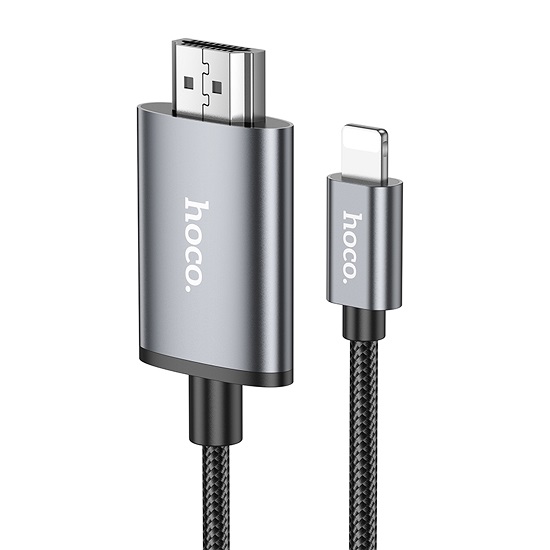 Кабель HDMI >--< Lightning  2.0м HOCO UA27 Metal Grey