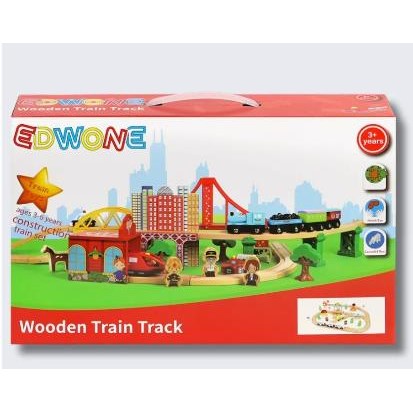 Деревянная железная дорога JetFun с электропоездом на батарейках