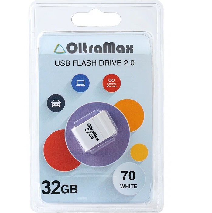 USB 32Gb OltraMax 70 белый(Вскрытая упаковка)