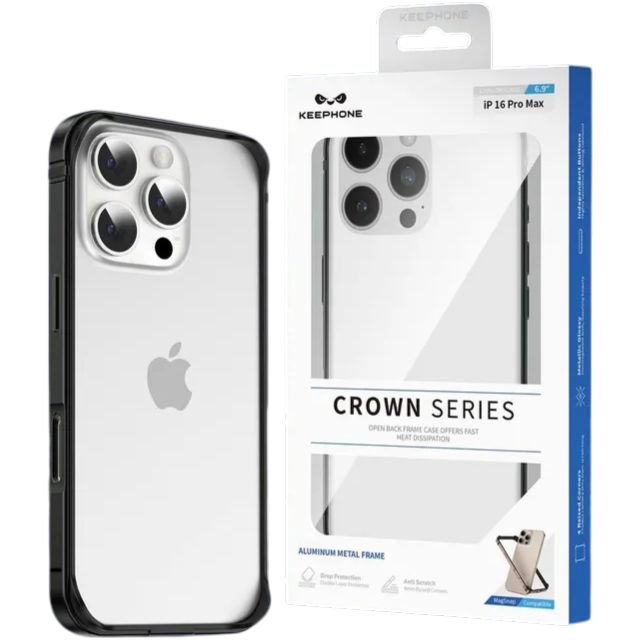 Задняя накладка KEEPHONE CROWN FRAME CASE для iPhone 16 PRO BLACK