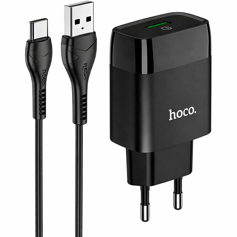 Сетевое ЗУ 1USB 3A HOCO C72Q, черный, Type-C