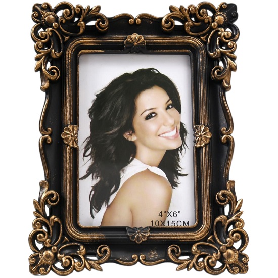 Фоторамка пластик 10х15 см "Эклектика" тёмное золото на чёрном 20,5х16 см 2789267