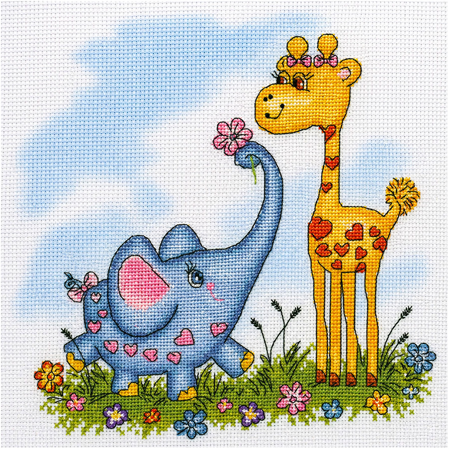 Набор для вышивания "Жираф и слоник" 21.5 х 21.5 см. 8-155