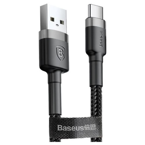 Кабель USB <--> Type-C  2.0м BASEUS Cafule CATKLF-CG1 серый, чёрная вставка