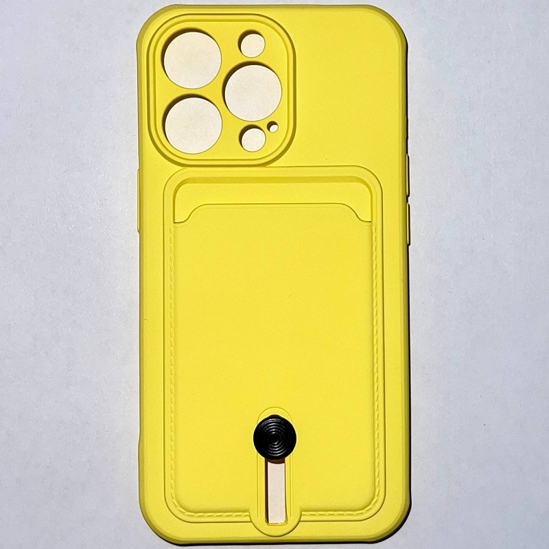Задняя накладка NONAME для iPhone 13 Pro матовый, жёлтый, с визитницей