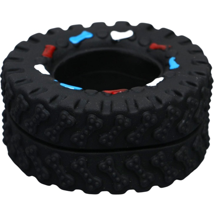Игрушка пищащая "Покрышка" для собак, 8 см, чёрная 752114