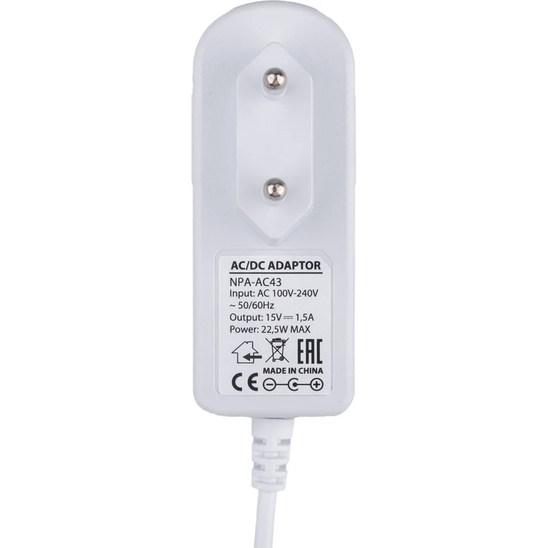 Блок питания 15V 1.5A GEMBIRD NPA-AC43, белый, 22.5Вт, 4.0х1.7мм для Яндекс станции Мини