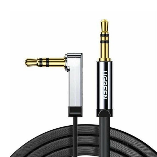 Кабель Jack 3.5 <--> Jack 3.5  1.0м UGREEN AV119 (10597) черный, угловой
