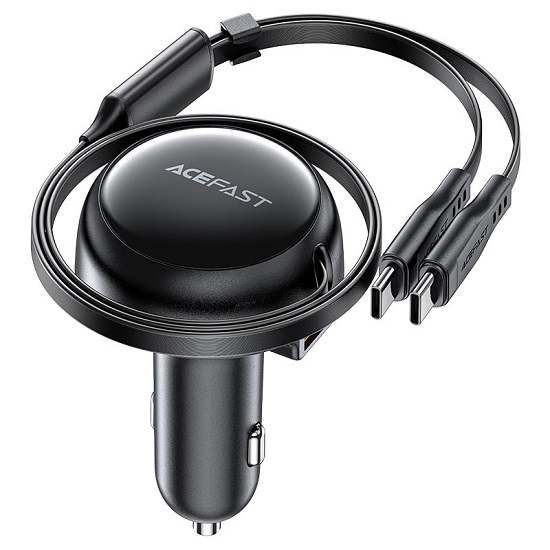 Авто ЗУ 1 USB ACEFAST B13 черный, 53W, с раздвижным кабелем 2Type-C