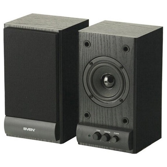 Колонки 2.0 SVEN SPS-607 черный,  дерево (2*3Вт)